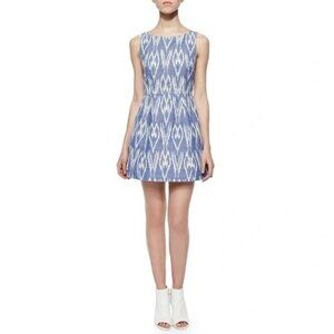 Alica + Olivia Size 2 Women's Sleeveless Structured Minidress Blue White Cotton